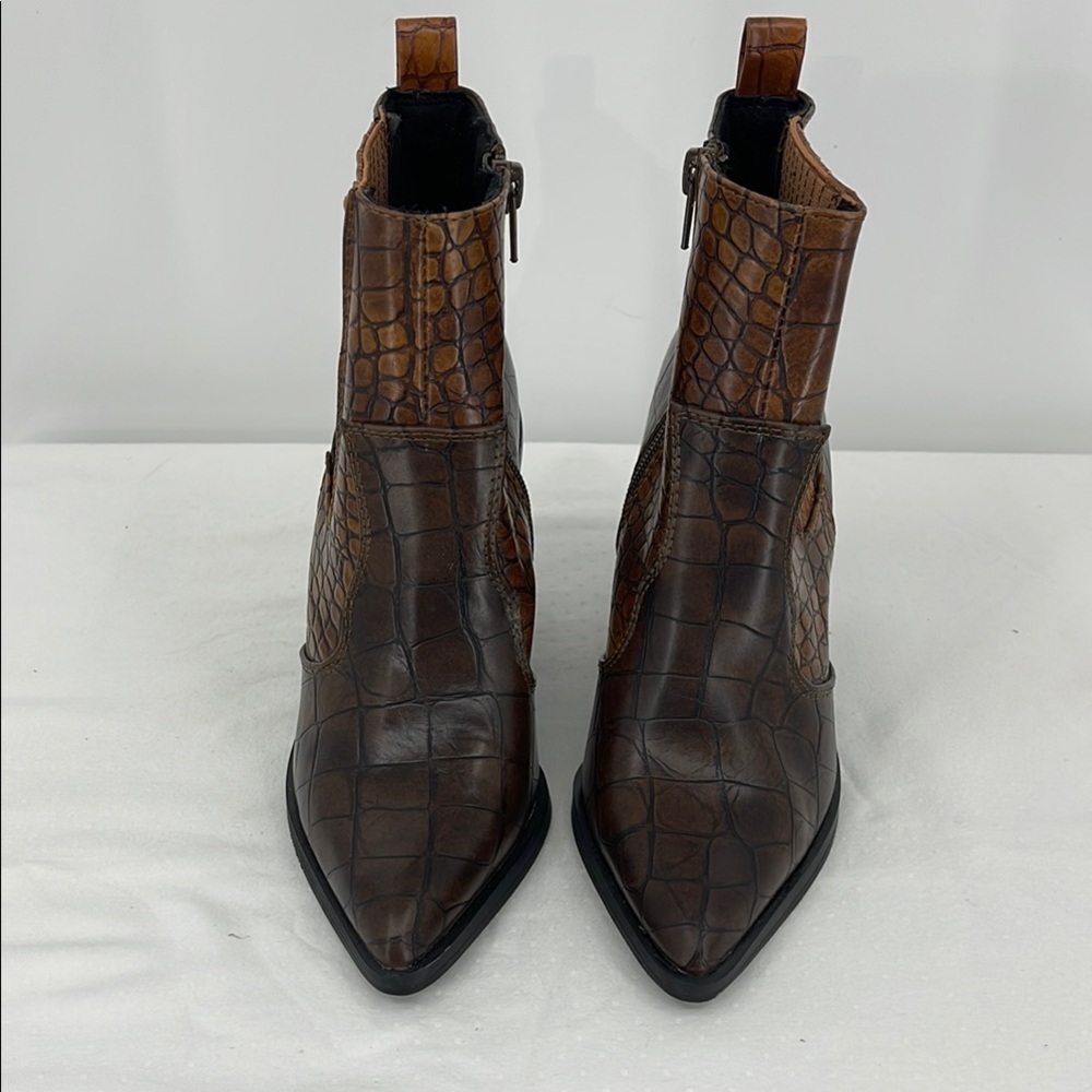 ASOS SIZE 3/US 5 Brown Ankle Booties with Textured Leather